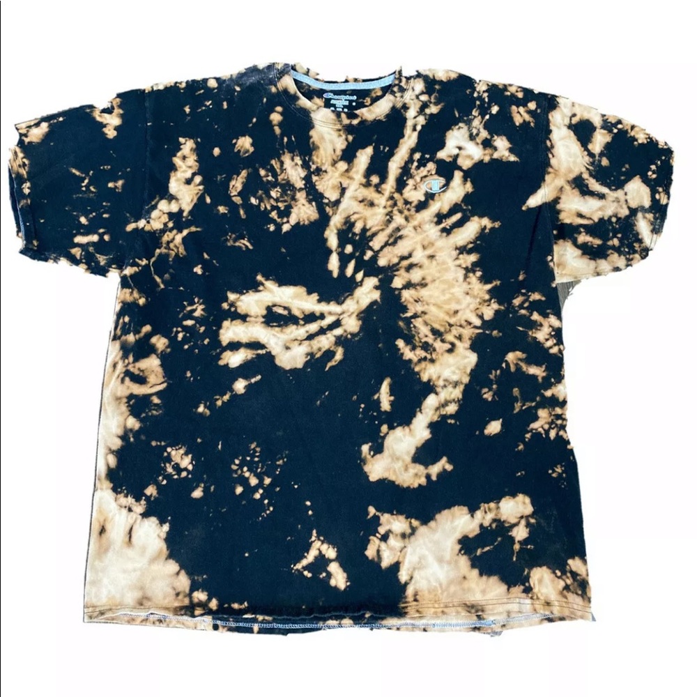 Champion Logo Custom Bleach T Shirt Size XXL Black